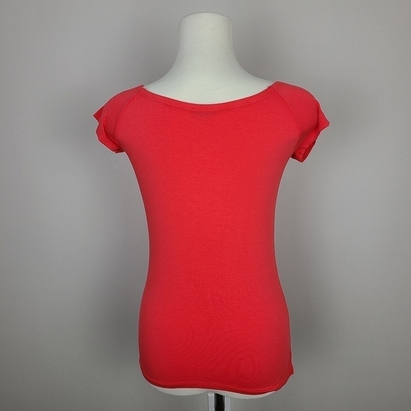 DYNAMITE Coral Orange Fitted Short Sleeve T-Shirt Medium - Picture 8 of 16